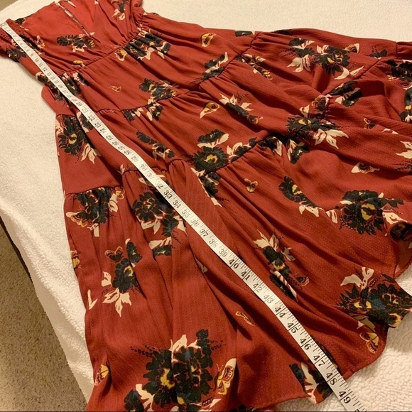 Free People “All I Got” Floral Tiered Pleated Maxi Dress Rust Red - Picture 11 of 16